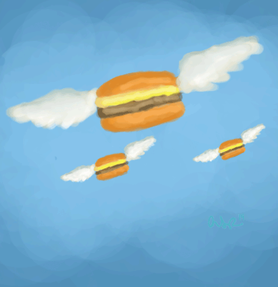 400x413 Behind Bob's Burgers, Sketches In My Head Have You Guys Ever - Flying Burger Painting