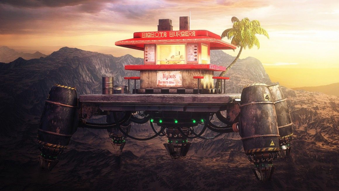 1160x652 Bigbots Flying Burger Shack Burgers, Characters And Street Art - Flying Burger Painting