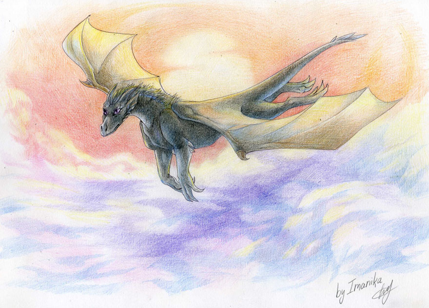 880x631 Flying Dragon By Light Angel Vera - Flying Dragon Painting