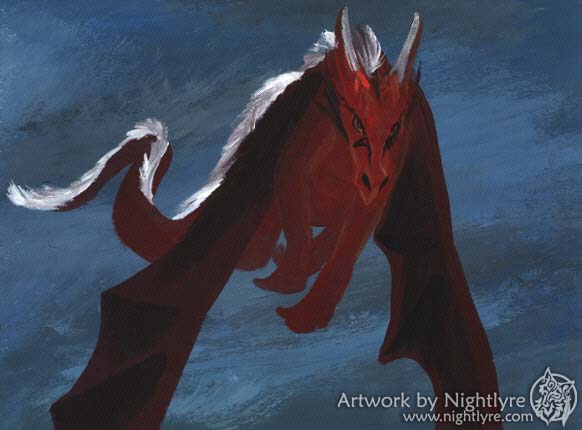 582x430 Nightlyre's Realm Artwork Dragons Gallery - Flying Dragon Painting