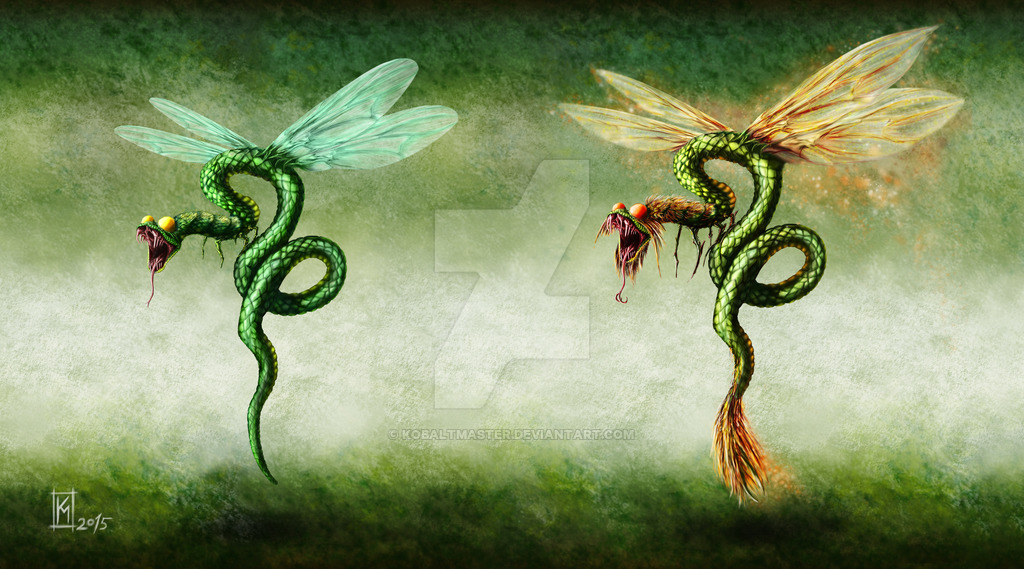 1024x569 Serpent Flydragon Fly By Kobaltmaster - Flying Dragon Painting