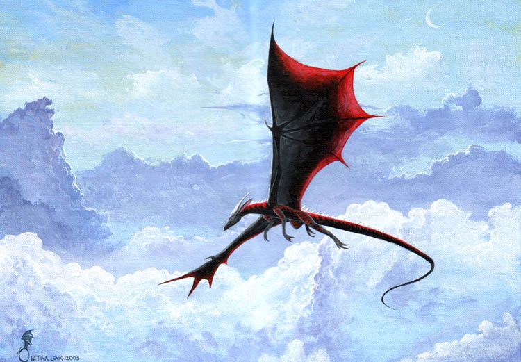 750x521 Acrylic Dragon Paintings - Flying Dragon Painting