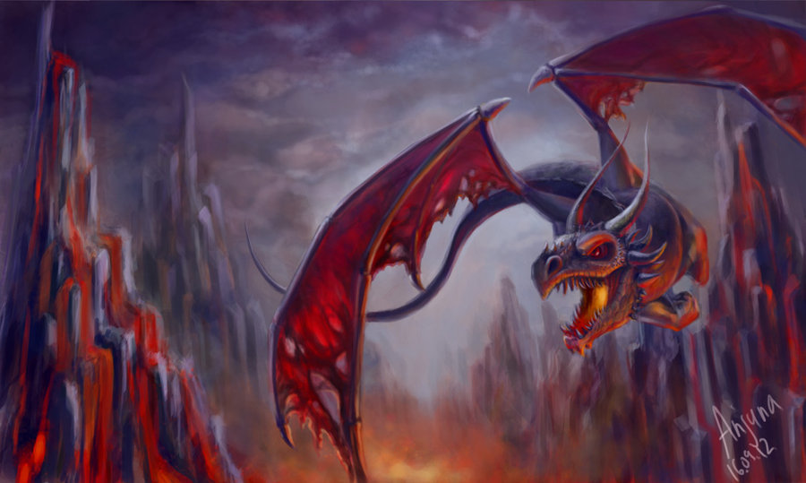 900x539 Flying Dragon By N J U N - Flying Dragon Painting