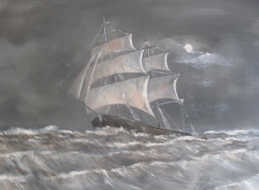900x663 The Flying Dutchman Painting By John Bowie - Flying Dutchman Painting