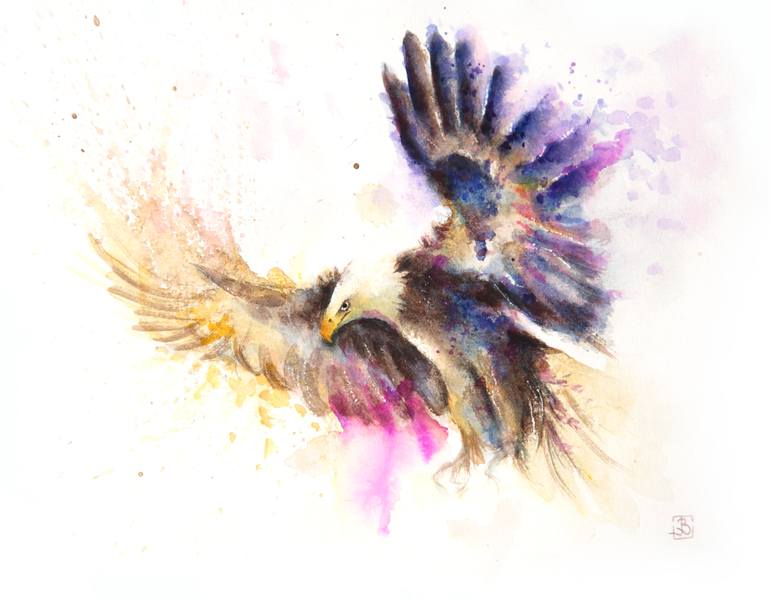 770x601 Saatchi Art Flying Eagle Painting By Boba J - Flying Eagle Painting