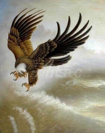 401x509 The Flying Eagle Above Waves Oil Painting Op Cl4 578 - Flying Eagle Painting