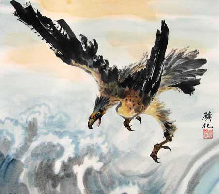 452x400 Chinese Eagle Paintings - Flying Eagle Painting