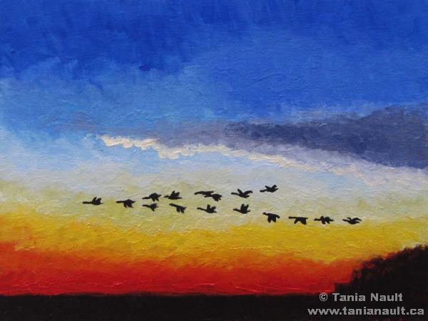 600x450 No.13 Geese Flying The Scratch Board - Flying Geese Painting