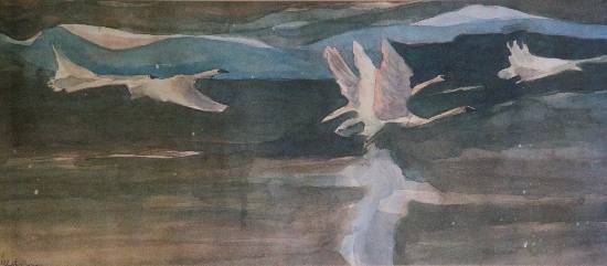 550x241 Artwork By Vishnu Bhatwadekar - Flying Geese Painting