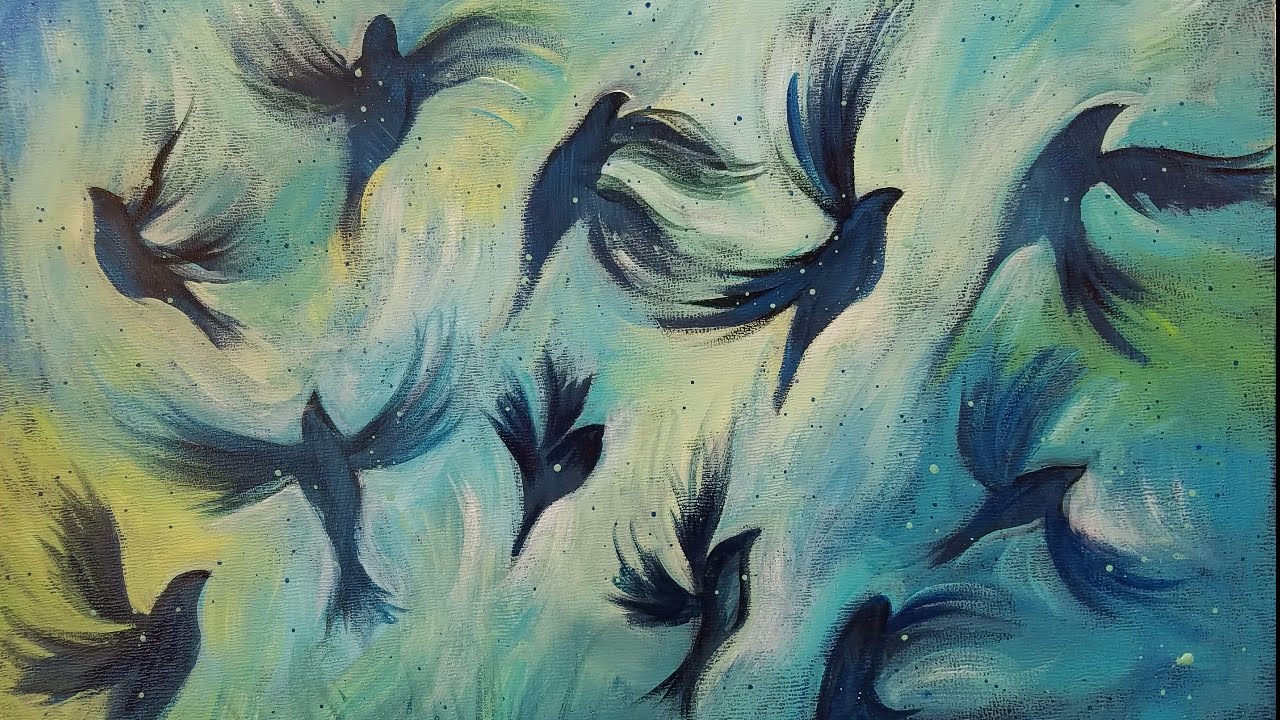 1280x720 Abstract Birds In Flight Acrylic Painting Tutorial Live Beginner - Flying Painting