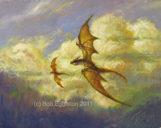 648x517 Bob's Art Du Jour Flying Dragons And Japanese Superheroes! - Flying Painting