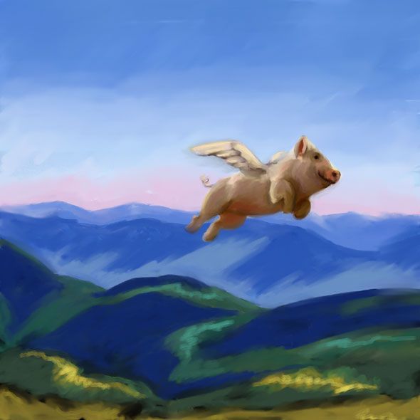 590x590 Un Del Cielo La Piara Voladora My Flying - Flying Pig Painting