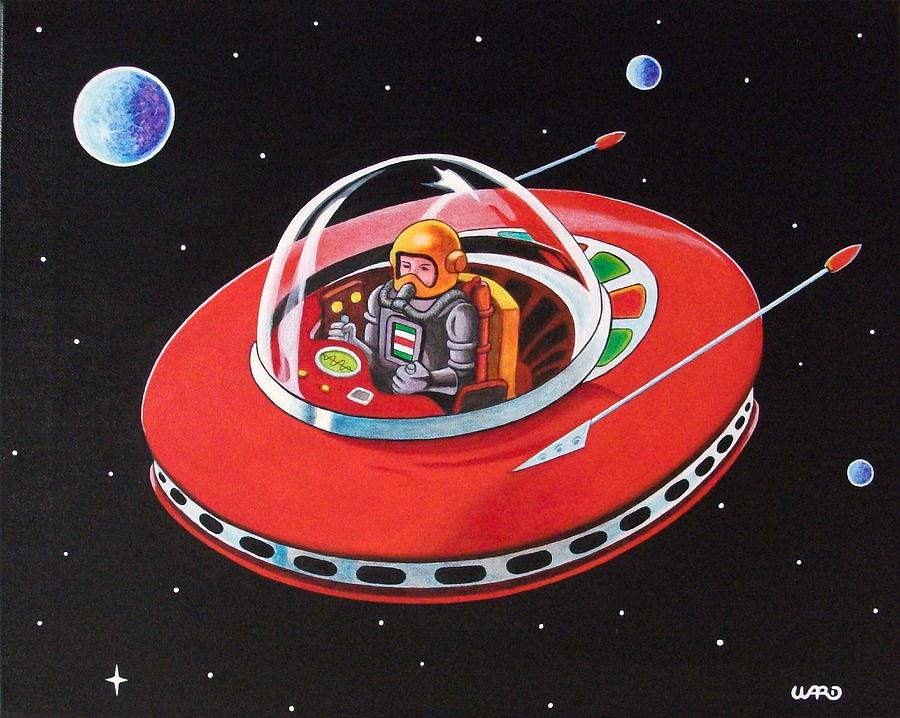 900x718 Flying Saucer Painting By George Bryan Ward - Flying Saucer Painting