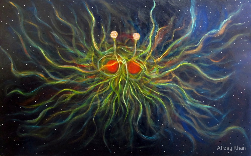 1000x620 Flying Spaghetti Monster Painting The Cosmic Pastalord By Alizey - Flying Spaghetti Monster Painting