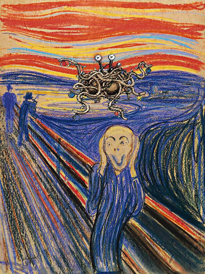 675x900 The Smile! It's The Flying Spaghetti Monster! When You'Re - Flying Spaghetti Monster Painting