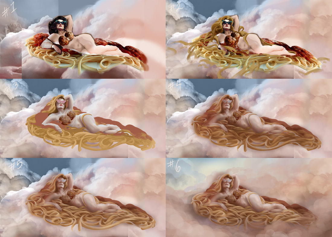 1100x787 Cassandre Bolan's Art Blog - Flying Spaghetti Monster Painting