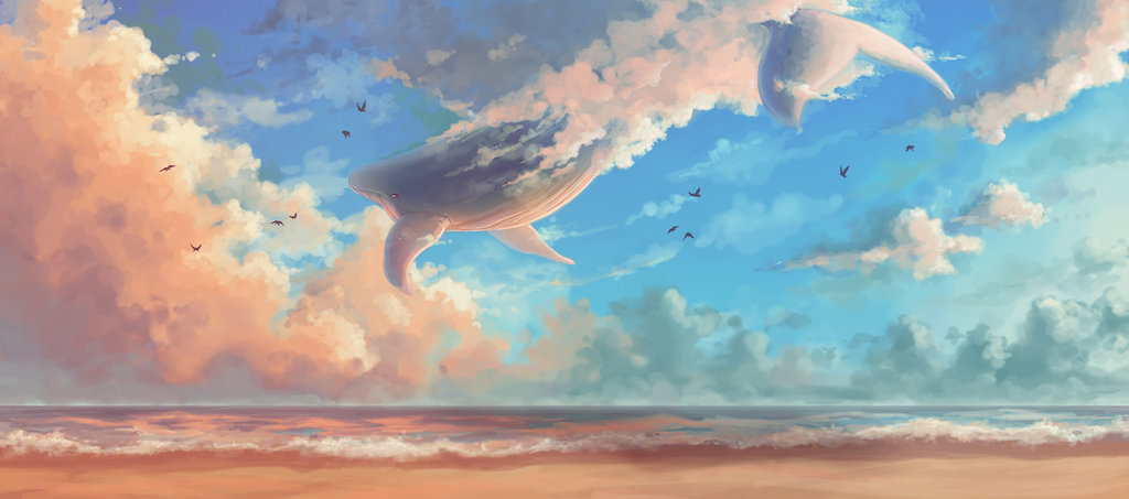 Flying Whale Painting at PaintingValley.com | Explore collection of