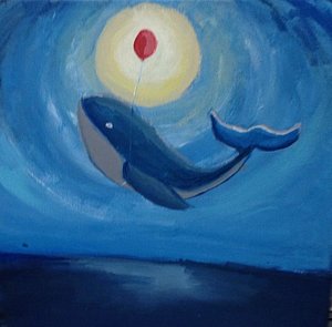 300x295 Flying Whale Paintings - Flying Whale Painting