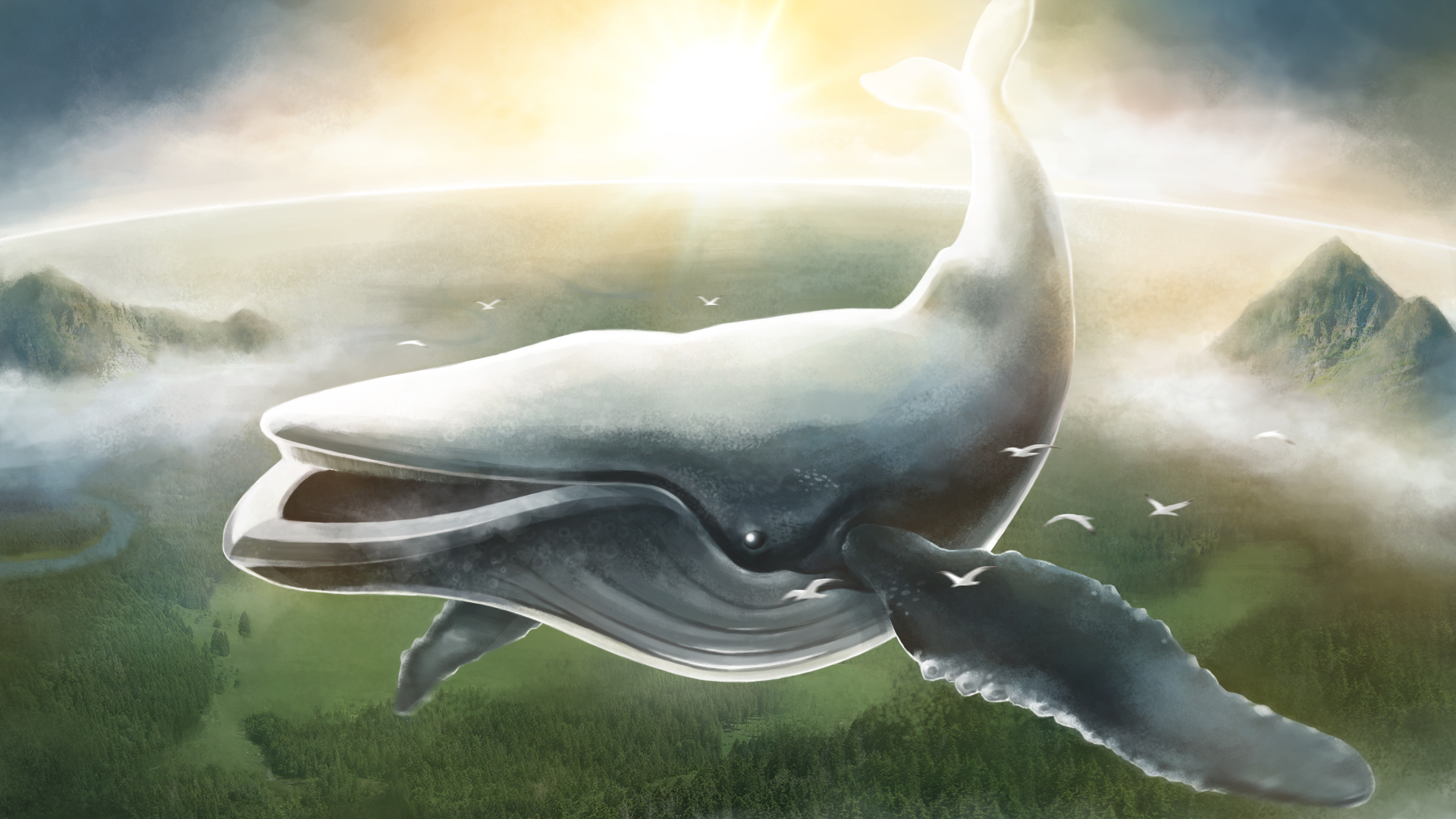 1920x1080 Flying Whale By Il Deviant - Flying Whale Painting