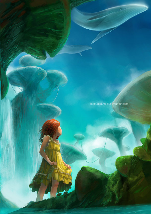 600x849 Flying Whale By Darkmello - Flying Whale Painting