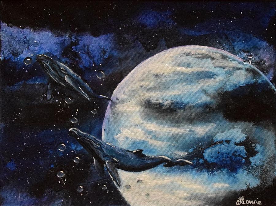 900x672 Flying Whales Painting By Naomi Lowrie - Flying Whale Painting