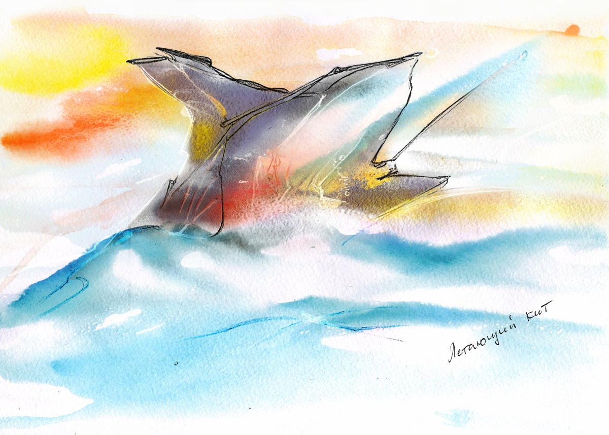 1200x857 The Flying Whale. 17 August, 2014 (Dea Lieotto) - Flying Whale Painting
