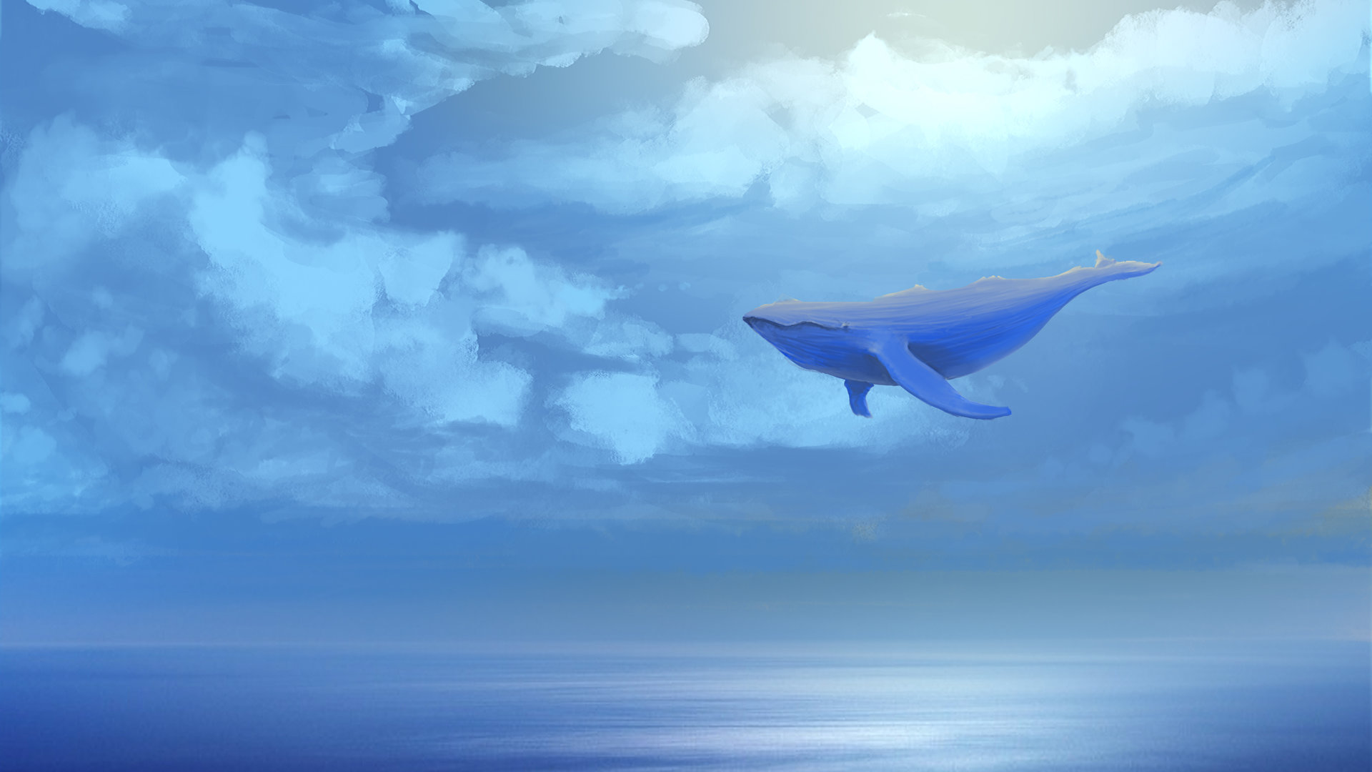 1920x1080 Artstation - Flying Whale Painting