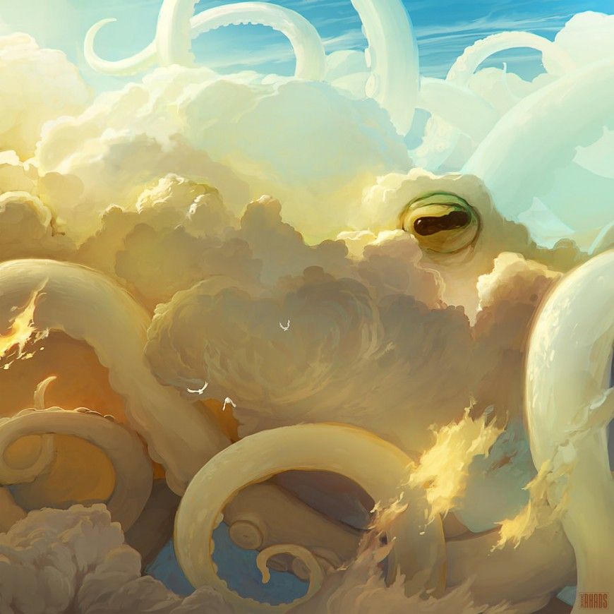 870x870 Artist Paints Dreamlike Scenes Of Flying Whales Artist Painting - Flying Whale Painting