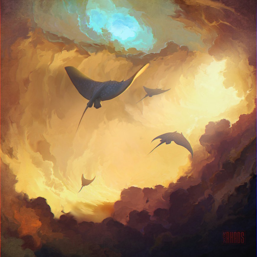 870x870 Artist Paints Dreamlike Scenes Of Flying Whales - Flying Whale Painting