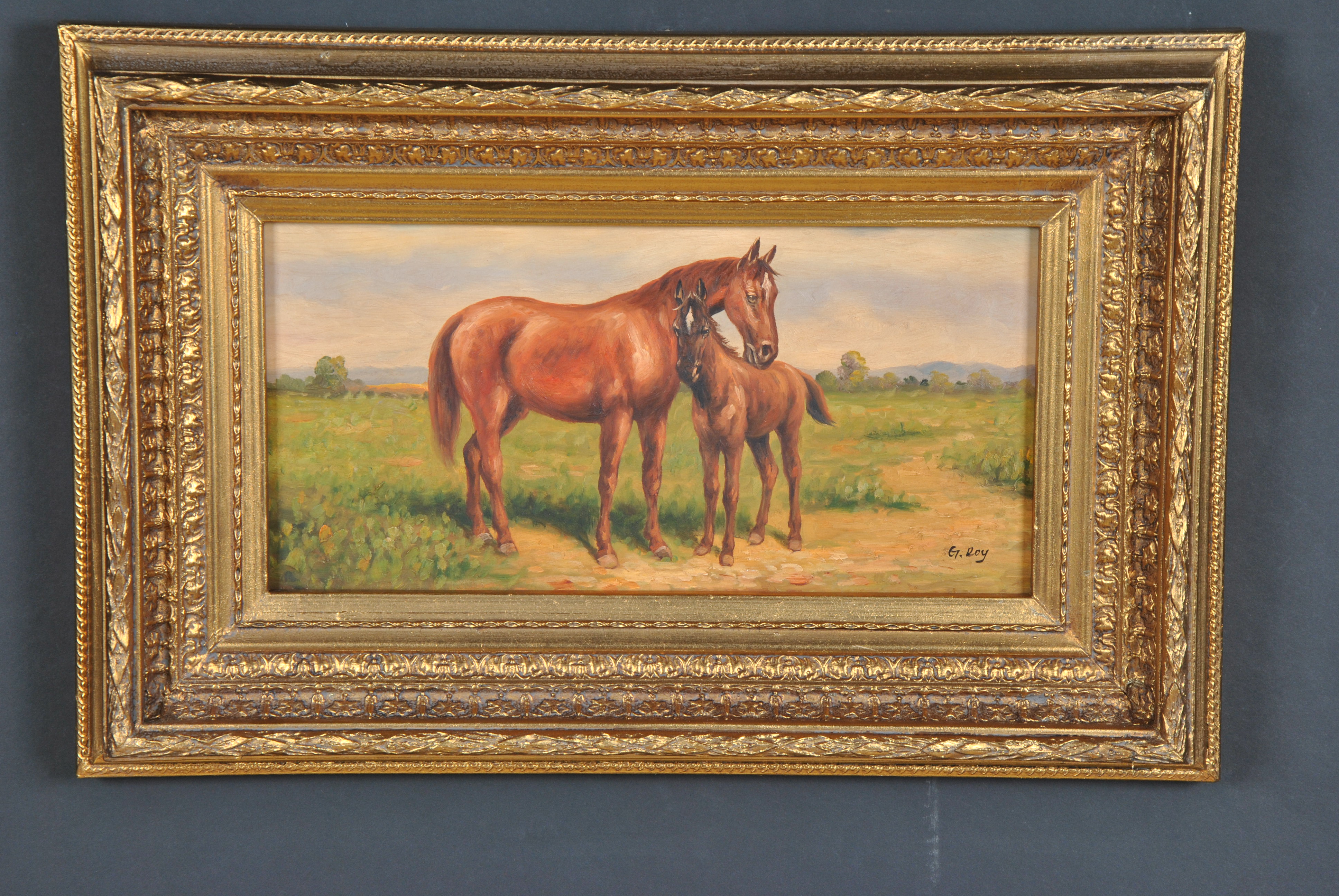 3872x2592 Horse And Foal Oil Painting, Painting With Frame, Free Shipping - Foal Painting