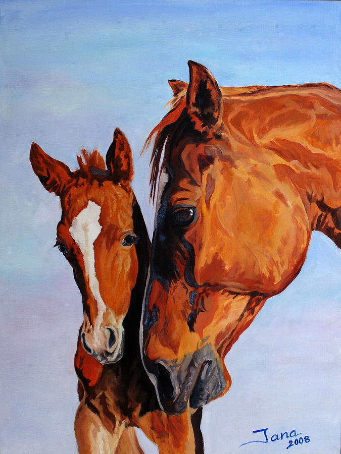 675x900 Mare And Foal Painting By Jana Goode - Foal Painting