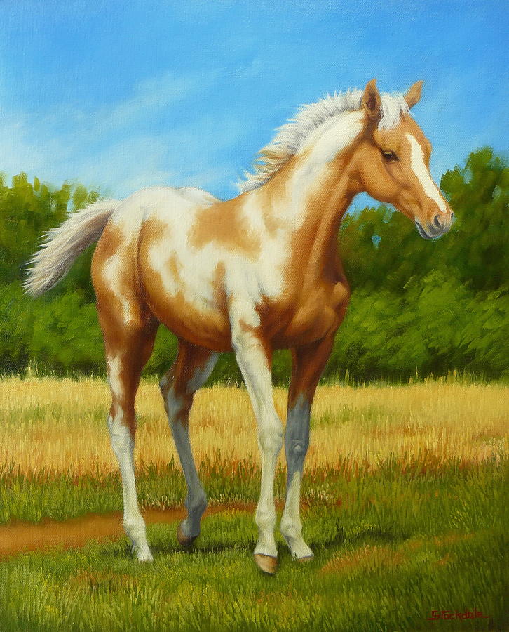 726x900 Paint Foal Painting By Margaret Stockdale - Foal Painting
