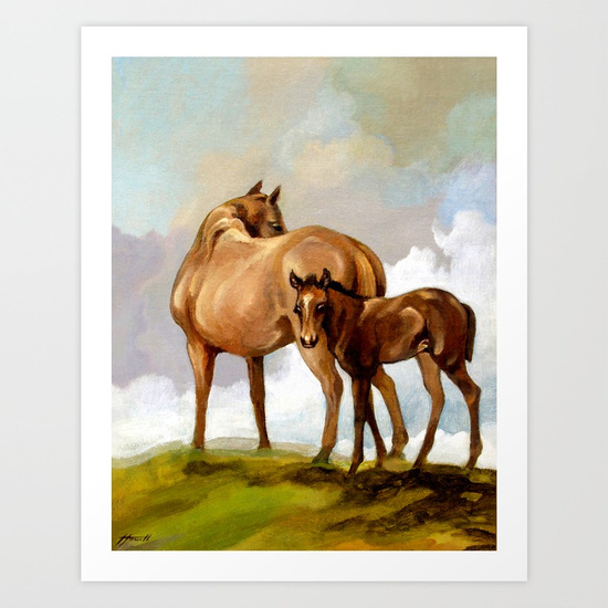 550x550 Thoroughbred Mare And Foal Art Print By Patriciahowitt Society6 - Foal Painting