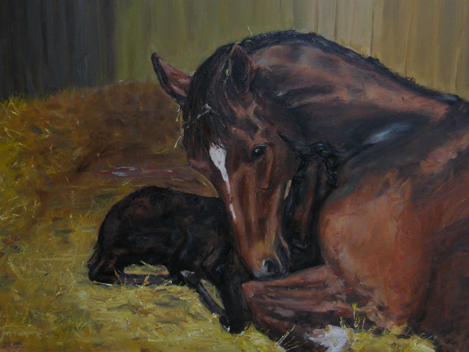 1600x1200 Jdw Art Painting Of Horses And Foal - Foal Painting