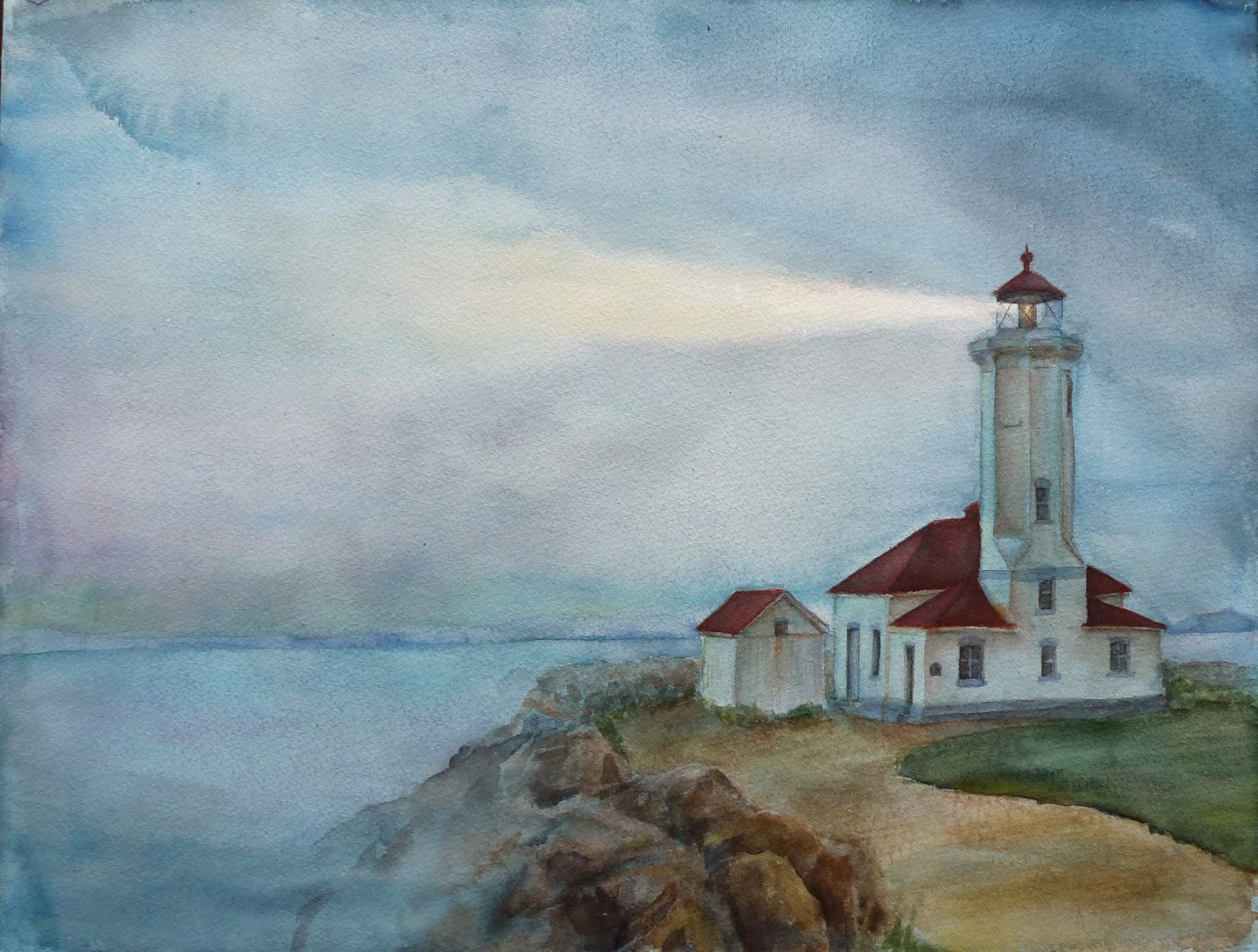 1600x1211 Melody's Doodles Point Wilson Lighthouse Finished - Focal Point Painting