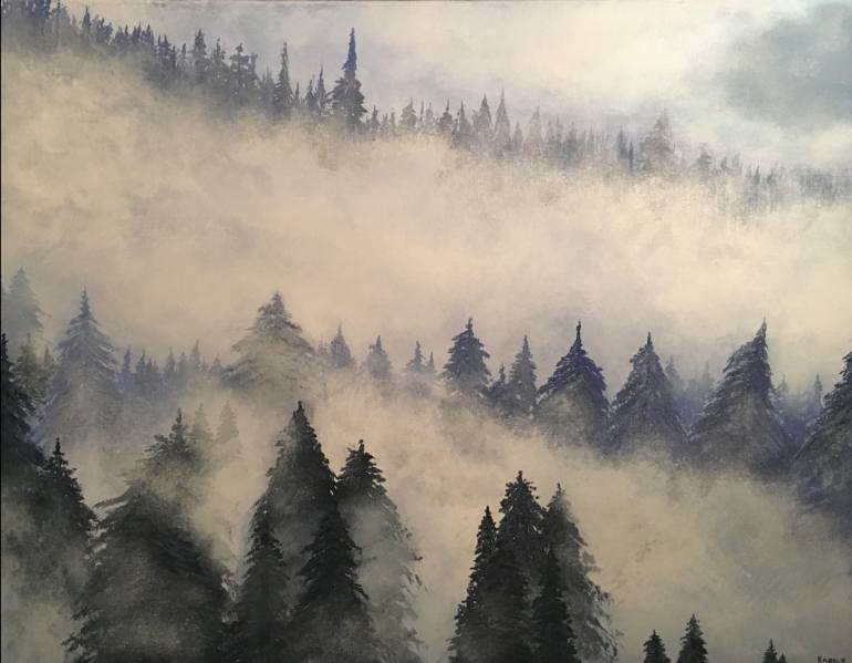 770x599 Saatchi Art Carpathians. Fog Painting By Eugene Kabrun - Fog Painting
