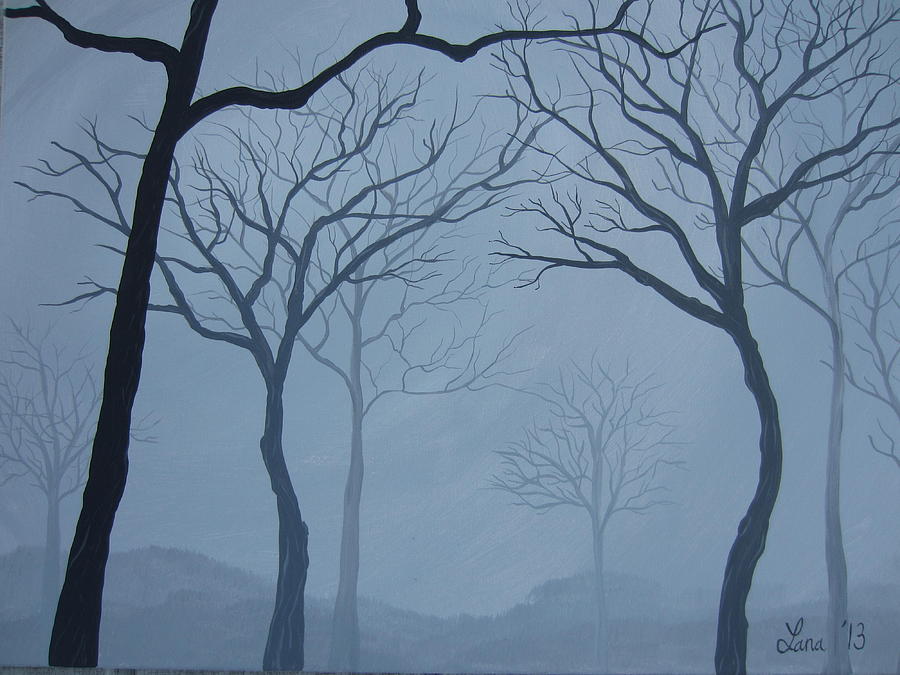 900x675 Foggy Forest Painting By Lana Arft - Foggy Forest Painting
