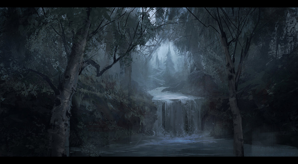 1205x663 Foggy Forest By Lapec - Foggy Forest Painting
