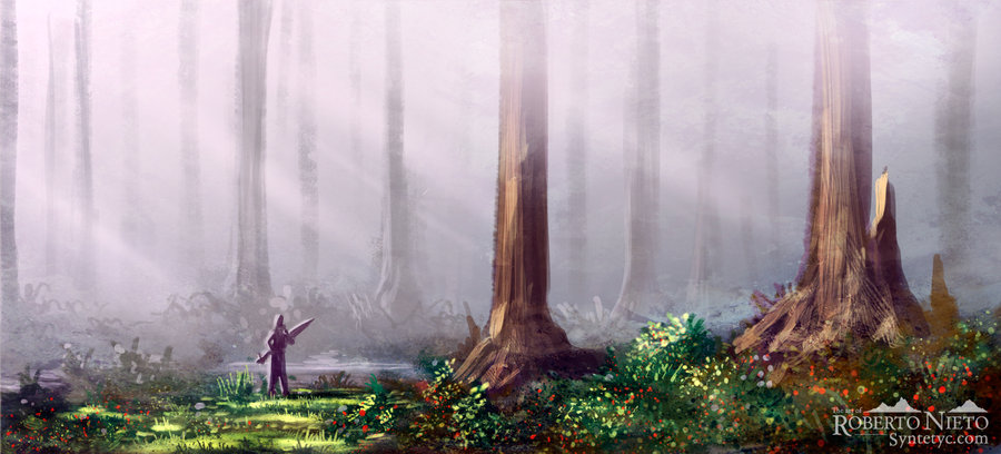 900x408 Foggy Forest By Syntetyc - Foggy Forest Painting
