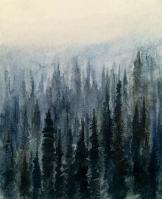 236x289 Larger And More Wet In Wet Version Of Tree Top Forest - Foggy Forest Painting