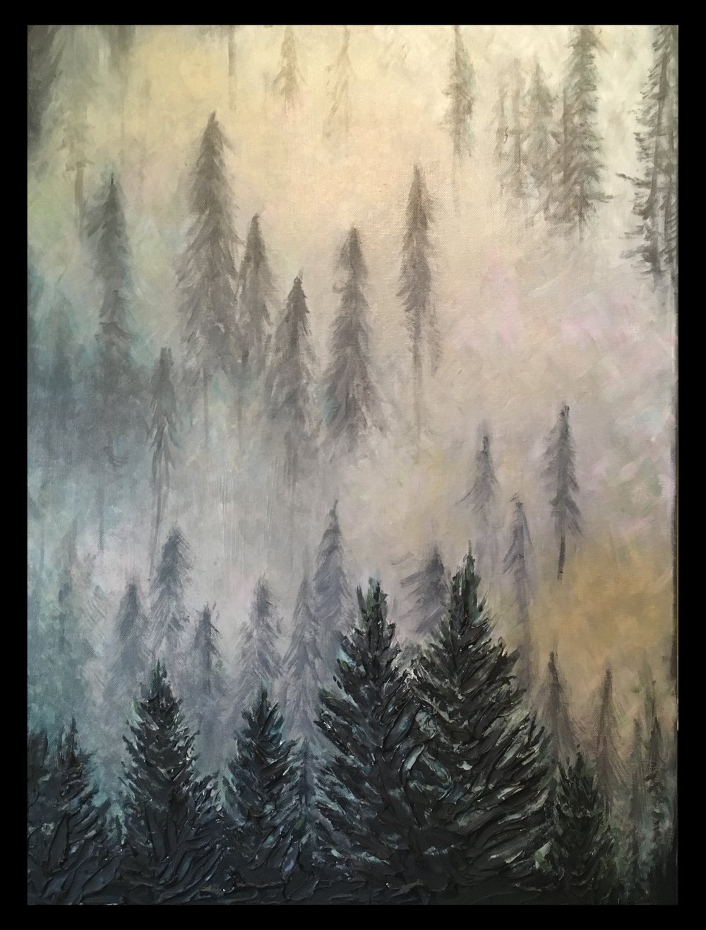 1000x1316 Sculptural Painting Foggy Mountain Creative Visions Artists - Foggy Forest Painting