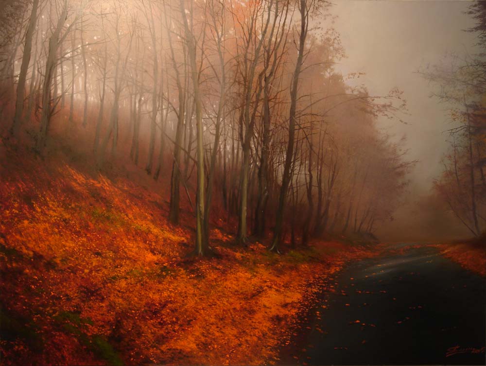 1000x753 Foggy Forest - Foggy Forest Painting