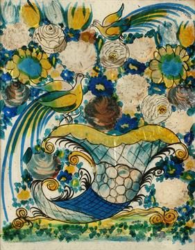 281x360 Manner Dora Carrington (1893 1932) Birds Above A Cornucopia - Foil Painting Artists