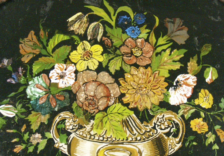 720x502 Antique American Folk Art Tinsel Foil Reverse Glass Painting - Foil Painting Artists