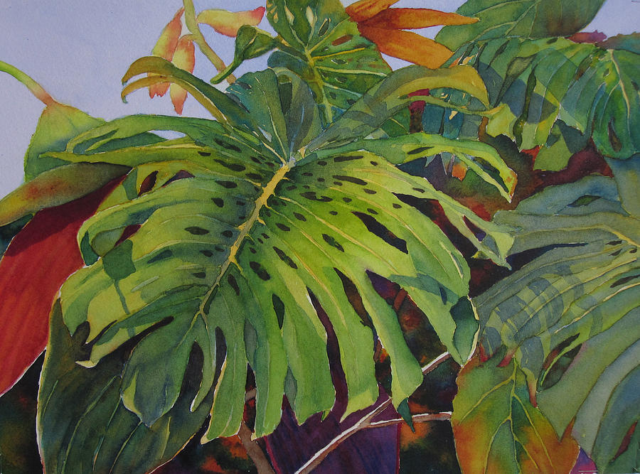900x667 Fronds And Foliage Painting By Judy Mercer - Foliage Painting