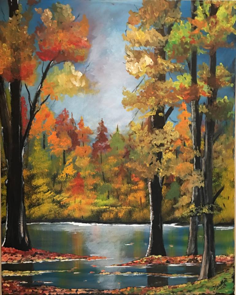 770x962 Saatchi Art Fall Foliage Painting By Sudha Kasukhela - Foliage Painting