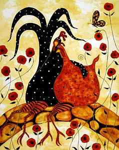 238x300 Folk Art Chicken Paintings Fine Art America - Folk Art Chicken Painting