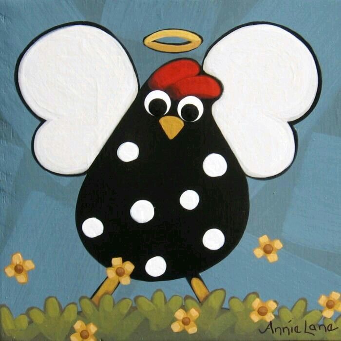 700x699 Pin By Marie Bornman On Chicken. House Residents - Folk Art Chicken Painting