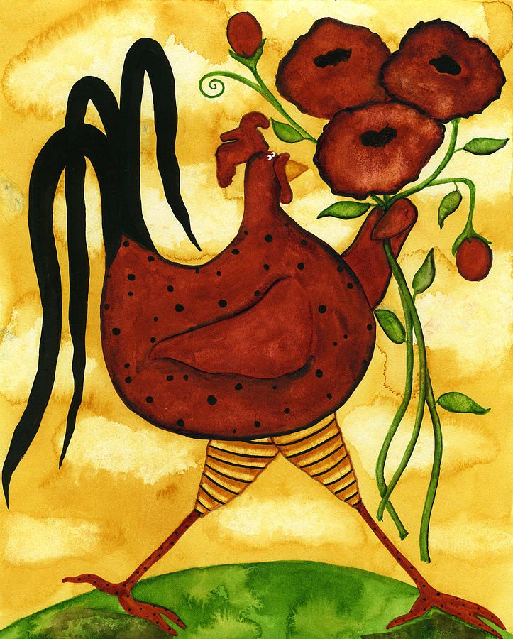 723x900 Animal Folk Art Paintings Painting - Folk Art Chicken Painting