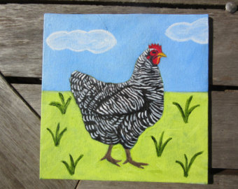 340x270 Barred Rock Painting Etsy - Folk Art Chicken Painting
